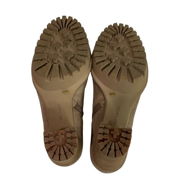 Size 6M Vince Camuto Womens Heeled Booties Truffle Taupe Suede Ernessa - Picture 11 of 13